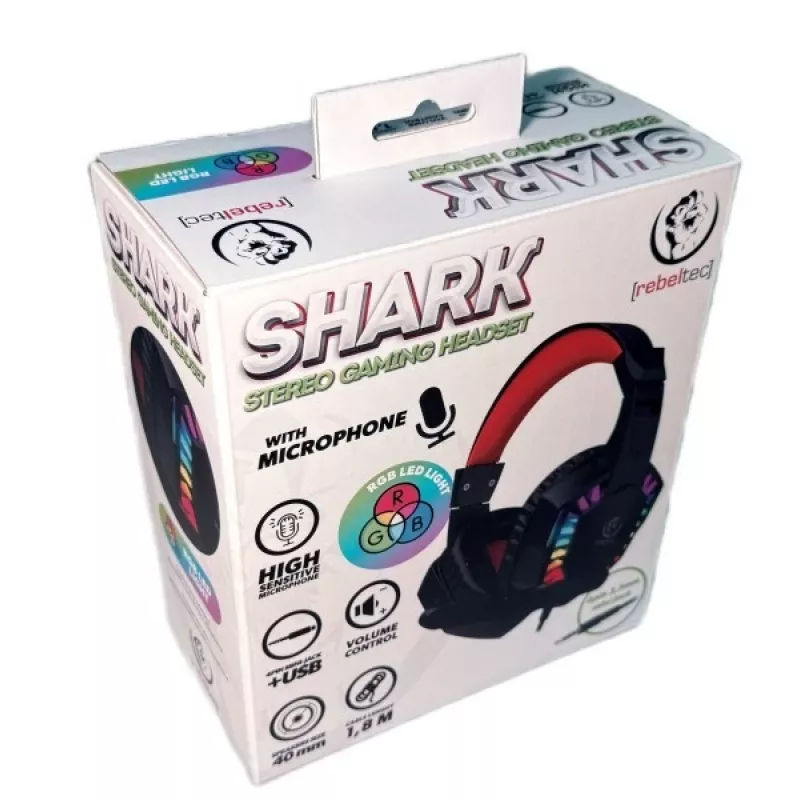 Rebeltec stereokõrvaklapid mikrofoniga SHARK — juhtmega kõrvapealsed