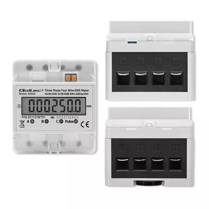 Kolmefaasiline elektrooniline energiaarvesti QOLTEC 50900 400V LCD 4P