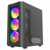 PC kuubikujuline korpus SAVIO Noctis Glass RGB — must, ATX/Micro-ATX, 210×410×450 mm, 3×120 mm esiventilaatorid