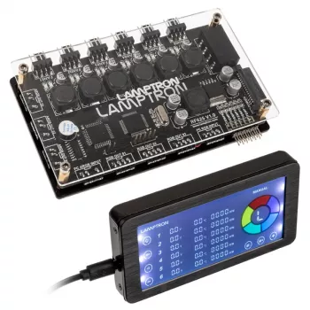 Ventilaatori ja ARGB-kontroller Lamptron LAMP‑RF625B, must — juhtmevaba juhtimine arvutiventilaatoritele ja RGB LED-idele