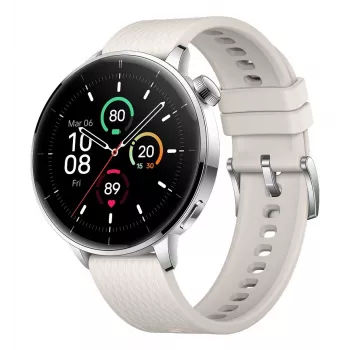 Nutikell ONEPLUS OnePlus Watch 3 43mm, 1,32-tolline AMOLED 466×466, titaan/hõbedane, valge kummist rihm, GPS, Wi‑Fi