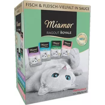 Märg kassitoit Miamor Ragout Royale Adult Mix kastmes 12x100g kandik — täiskasvanud kassidele, 12×100 g, kastmes, täiskasvanud