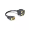 DVI-adapter DeLOCK DVI25 M kuni 2x DVI25 F 0,2 m Must