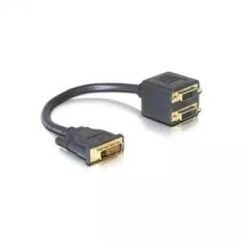 DVI-adapter DeLOCK DVI25 M kuni 2x DVI25 F 0,2 m Must