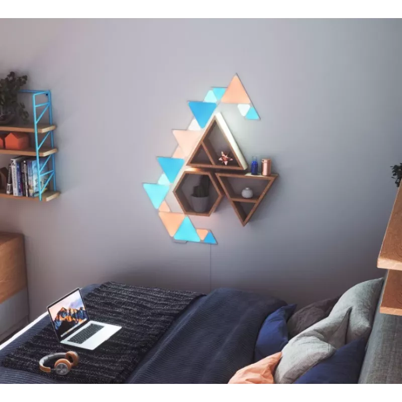 Kolmnurksed LED-paneelvalgustid Nanoleaf NL47-0002TW-9PK — komplektis 9 RGB seinakinnitatavat paneeli, vahelduvvoolutoitel, valge