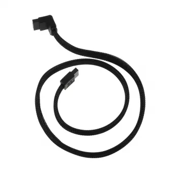 SilverStone SATA III kaabel 50cm nurga all / sirge - punutud must