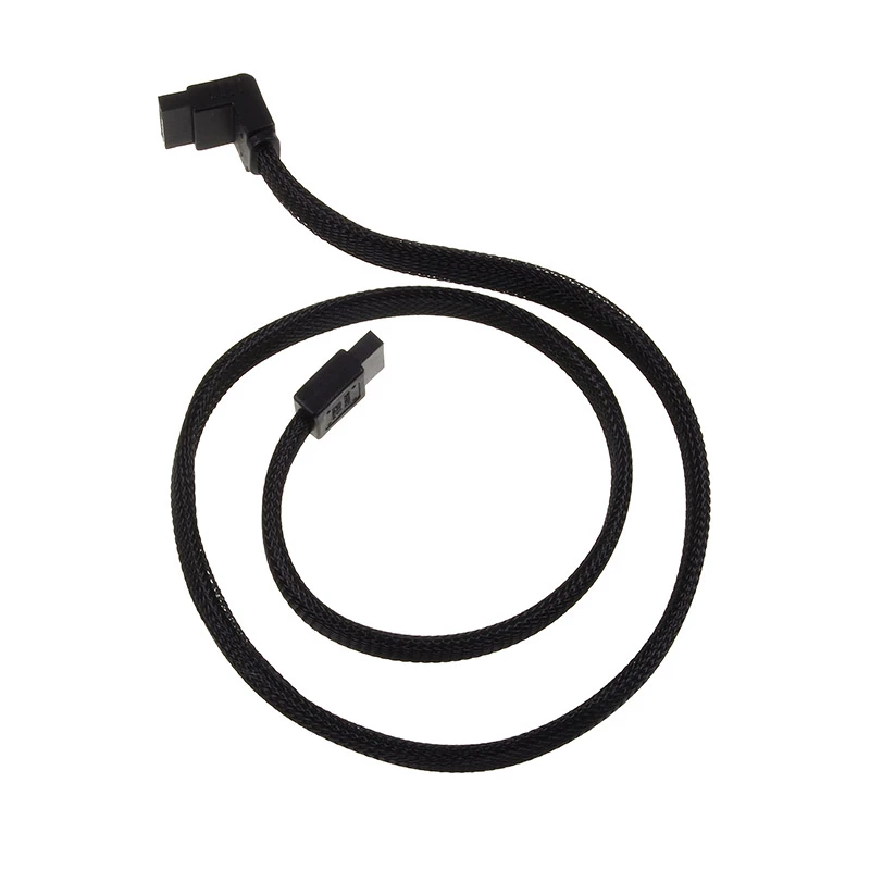 SilverStone SATA III kaabel 50cm nurga all / sirge - punutud must