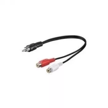 Wentronic Goobay RCA-adapterkaabel, must, 0.2 m - RCA-pistik > 2x RCA-pesa (heli vasak/parem) (50005)