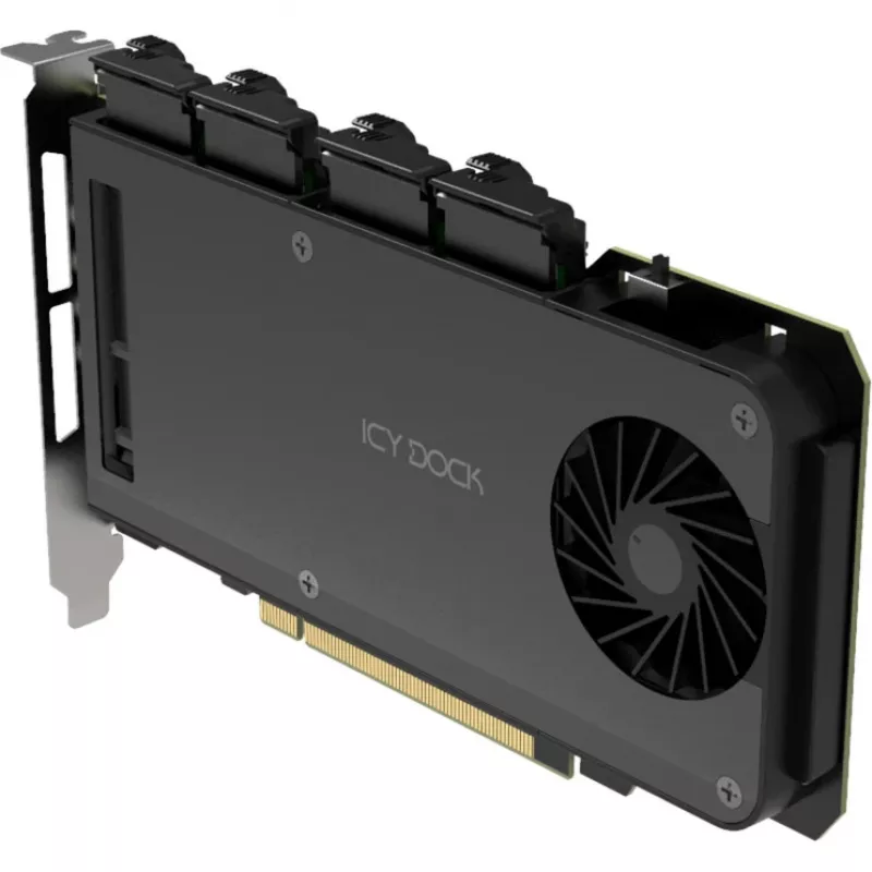 Mobiilseadme adapterkaart icy dock MB204MP-1B — 4 × M.2 NVMe SSD kuumvahetusega mobiilne sahtel