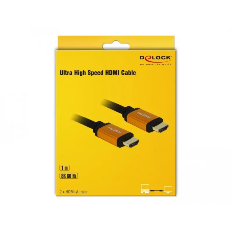 HDMI kaabel DeLOCK 85727 1m tüüp A mees-mees must kuldne