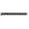 Toitejaotusplokk Gembird EG-PDU-014-FC14, 8 vahelduvvoolupesa, C14 sisend, 3 m kaabel, 1U alumiiniumkorpus, 10 A, 3680 W