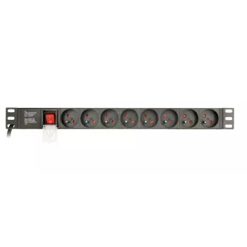 Toitejaotusplokk Gembird EG-PDU-014-FC14, 8 vahelduvvoolupesa, C14 sisend, 3 m kaabel, 1U alumiiniumkorpus, 10 A, 3680 W
