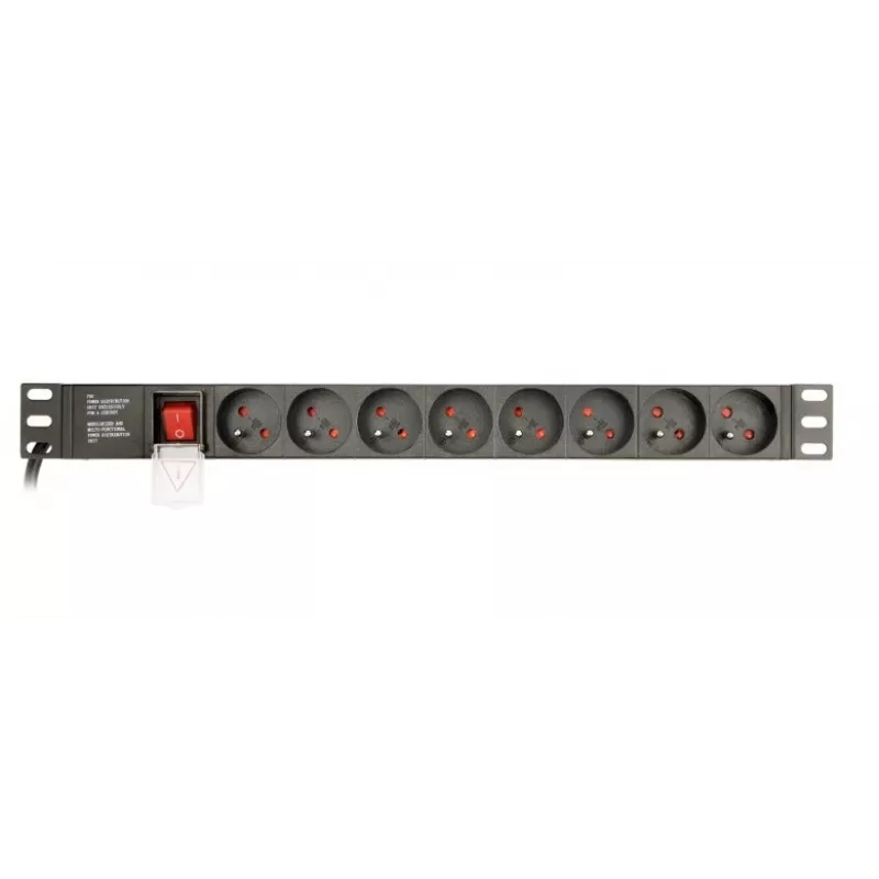 Toitejaotusplokk Gembird EG-PDU-014-FC14, 8 vahelduvvoolupesa, C14 sisend, 3 m kaabel, 1U alumiiniumkorpus, 10 A, 3680 W