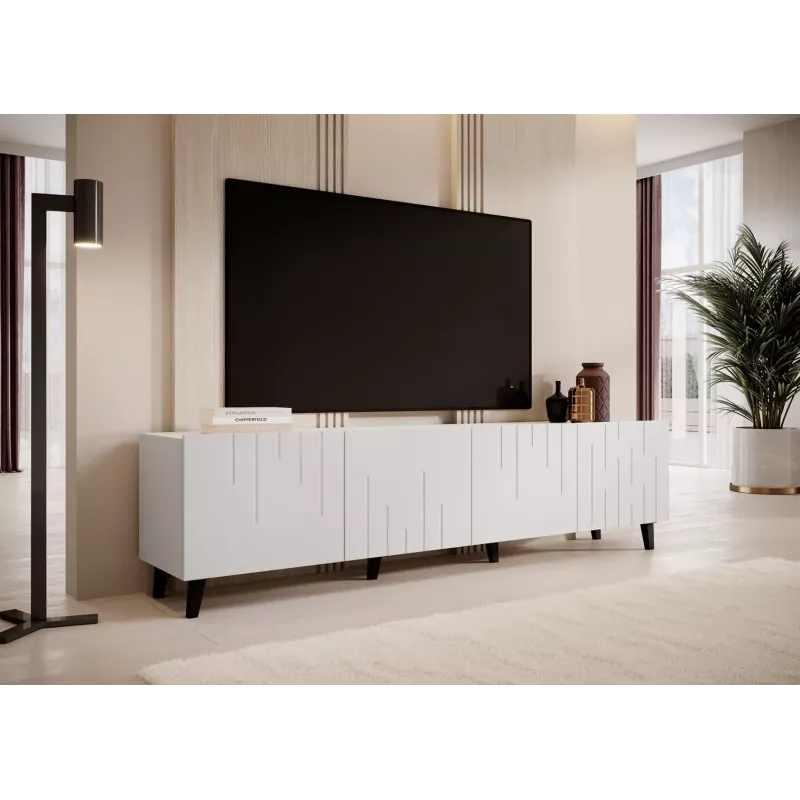 TV-kapp cama meble BARI 200x42x52 valge matt — 200×42×52 cm