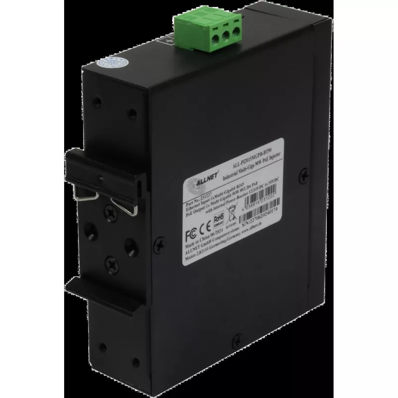 PoE-süstik ALLNET ALL-PI2015MGPB-B Power-Booster 90W — tööstuslik MultiGigabit PoE++ süstik