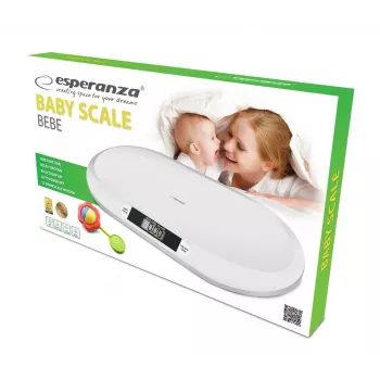 Elektrooniline imikukaal ESPERANZA EBS019 — kaalumisvahemik 0,03–20 kg, 0,01 kg jaotus, suur 60×25 mm LCD, valge