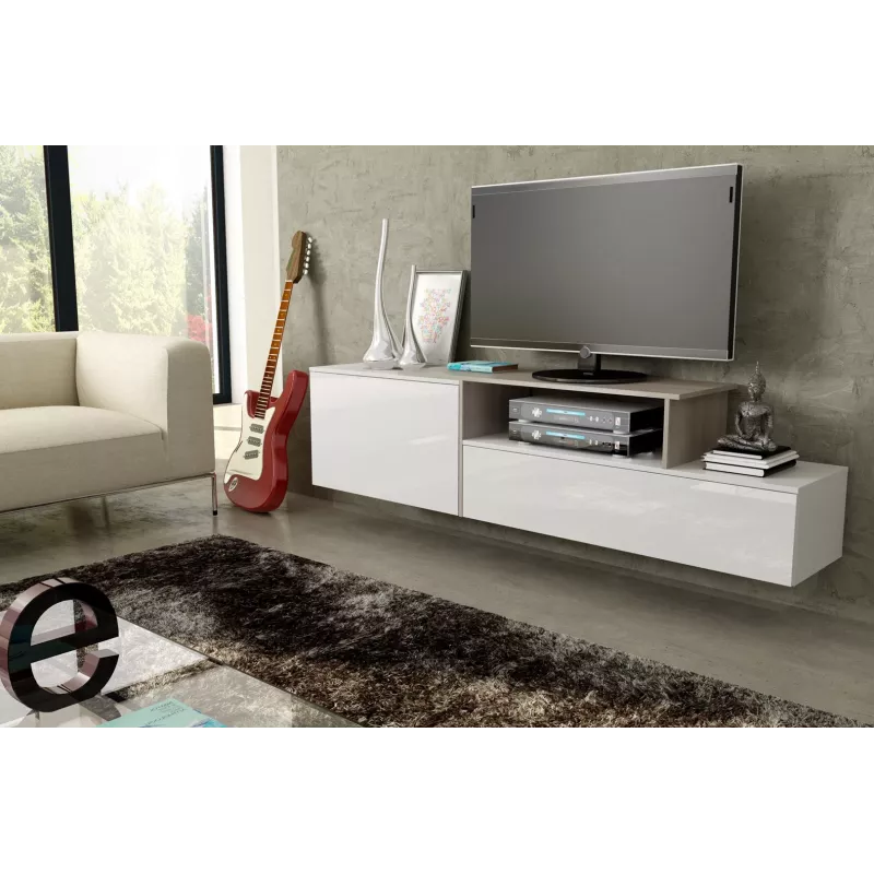 Cama TV-kapp SIGMA 3 180 valge/valge läikiv + sonoma tamm