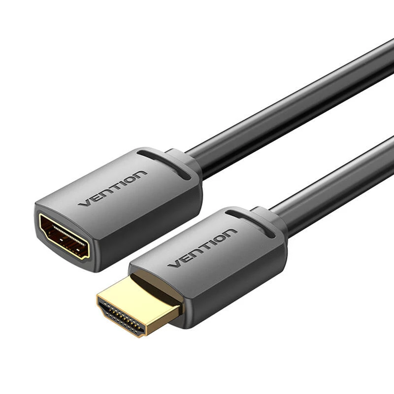 HDMI-kaabel Vention AHCBD 0,5 m, HDMI tüüp A-pistik - HDMI tüüp A-pesa, HDMI 2.0, kuldkontaktid, must