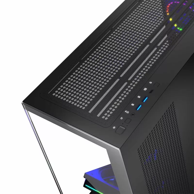 PC Case MODECOM Volcano Stellar 5F ATX Midi Tower, karastatud klaas, 5 eelpaigaldatud ventilaatorit, USB‑C, toetab microATX/ATX, max GPU 420mm, CPU jahuti kõrgus 175mm