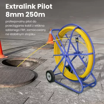 Kaablitõmbepiloot Extralink EX.30905 8 mm klaaskiust FRP varras, 250 m, kollane
