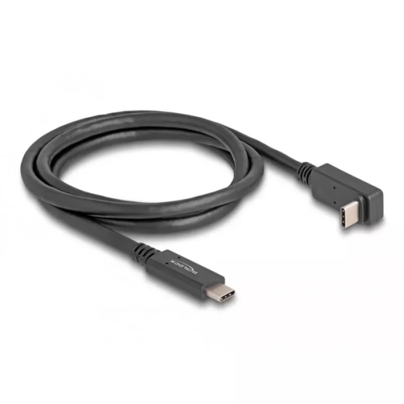 Delock - USB-kaabel - 24 pin USB-C (M) -> 24 pin USB-C (M) nurga all - USB 3,2 Gen 2 - 3 A - 1,0 m - USB Power Delivery (60 W), toetab 4K 144 Hz (3840 x 2160), kuni 10 Gbps andmeedastus