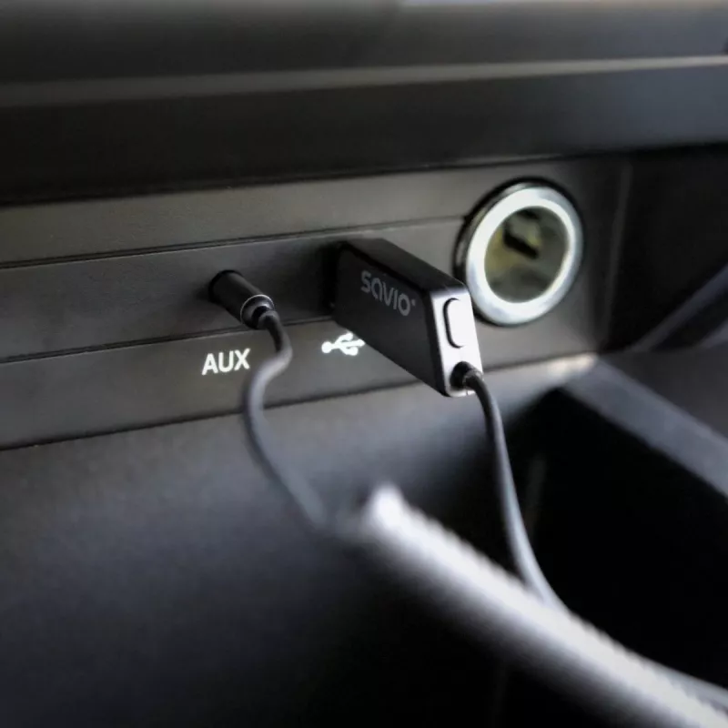 Savio TR-16 saatja AUX-adapter käed-vabad funktsiooniga, Bluetooth 5.3, Google Assistant/Siri