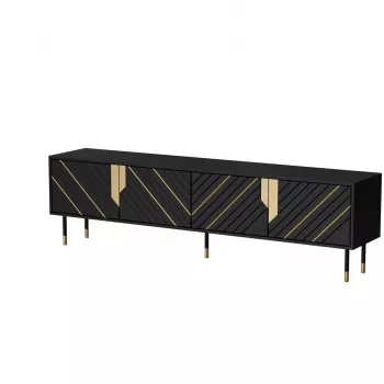 TV-kapp cama meble Cama 4D MOUNTAIN 2040×400×550 mm must + kuldne puitlaastplaadist pealispind