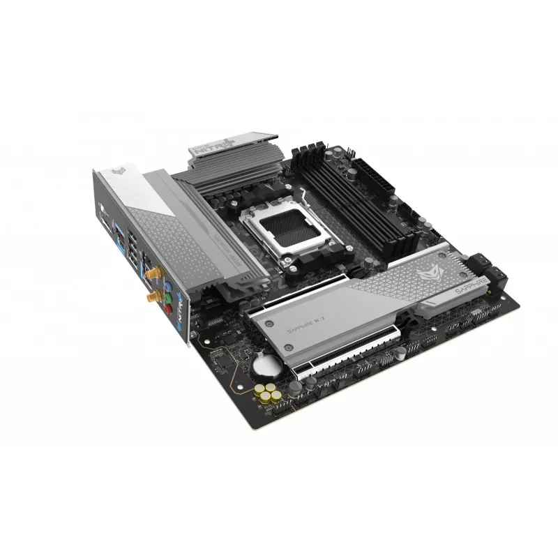 Emaplaat Sapphire NITRO+ B850M WIFI — AMD B850, Socket AM5, micro ATX, DDR5, 4x DIMM, Wi‑Fi 6, 2.5Gb LAN, 2x M.2