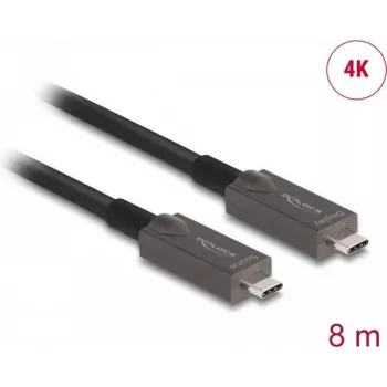 DeLOCK aktiivne optiline USB-C video + andmed + PD kaabel 8 m must