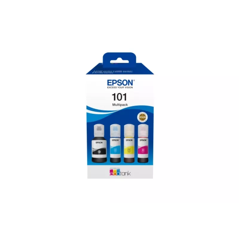 Originaal Epson EcoTank tindipudelite 4-värviline komplekt — Must 127 ml, Tsüaan/magenta/Kollane 210 ml (C13T03V64A)