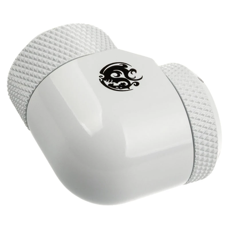 Adapter 90° G1/1/4 isane 14 mm kõvatorule, pööratav — BitsPower BP-DWE90RML14, valge