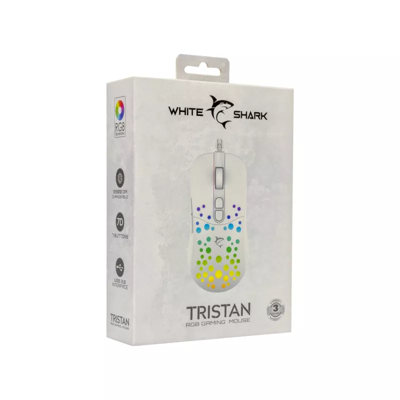 Hiir White Shark GM-9004 Tristan-2 Valge RGB USB