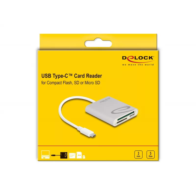 Kaardilugeja DeLOCK 91005 USB 3.2 Gen 1 USB-C Hall CF MMC MicroSD