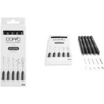 COPIC Multiliner Fineliner must 0,05 + 0,1 + 0,3 + 0,5 + 0,8 mm, 5 tk. (22075635)