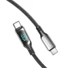 Vention puuvillane punutud USB 2.0 C isane C isasele 5A kaabel LED-ekraaniga 1,2 m must tsink-sulam tüüp