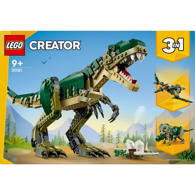 Ehituskomplekt LEGO Creator 3-in-1 T.Rex ehitatav mudelikomplekt, 626 tk, 150 mm kõrgus, vanus 9+