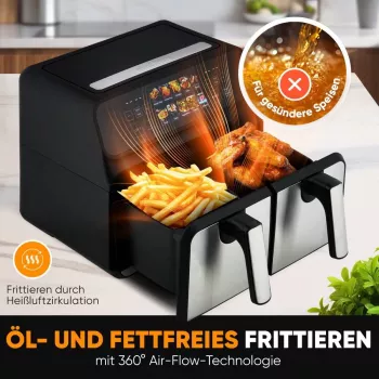 Kuumõhufritüür ProfiCook PC-FR 1287 H — topelt 8 L, 2200 W, puutetundlik LED, must/roostevaba teras