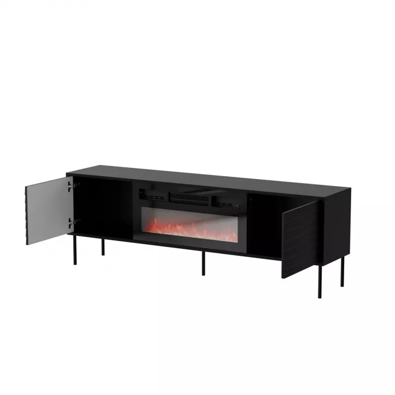 TV-kapp Cama Meble CORTINA 180x40x60 cm must musta kaminaga