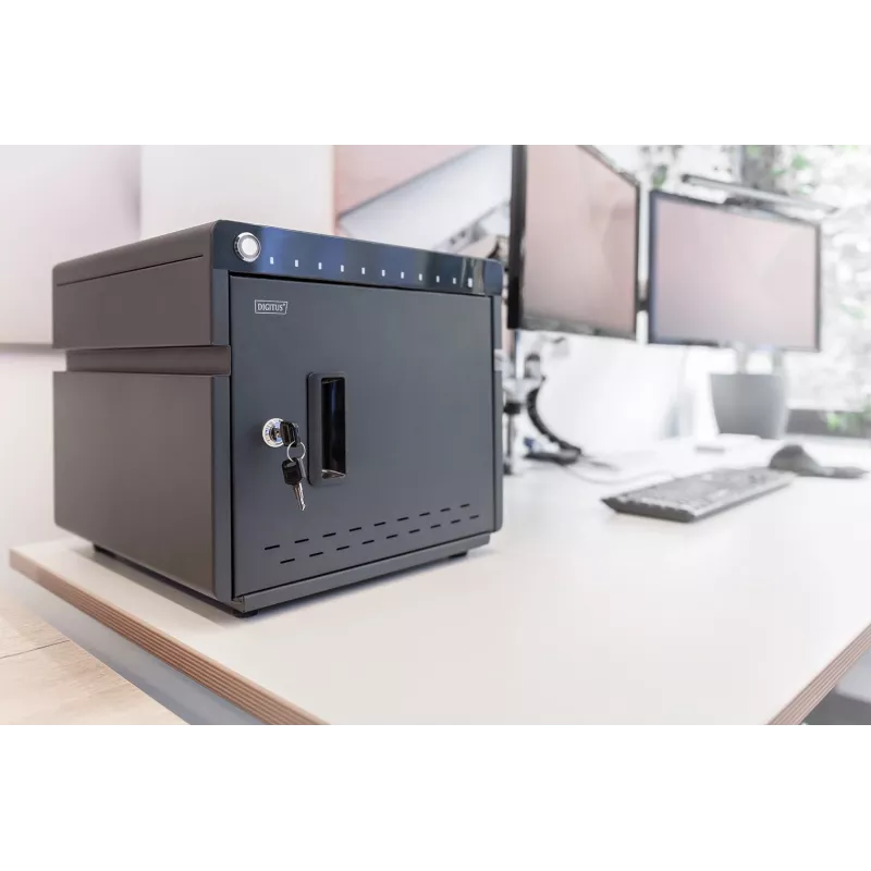 Digitus mobiilne lauaarvutite laadimiskapp 10 sülearvutile/tahvelarvutile kuni 13 tolli, UV-C, USB-C