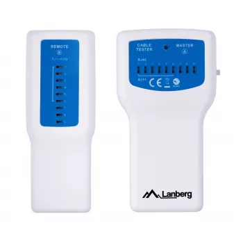 PoE tester LANBERG NT-0402 — PoE võrgukaabli tester RJ-45/RJ-11 toega, LED-indikaatorid, toite LED, sisse/välja lüliti