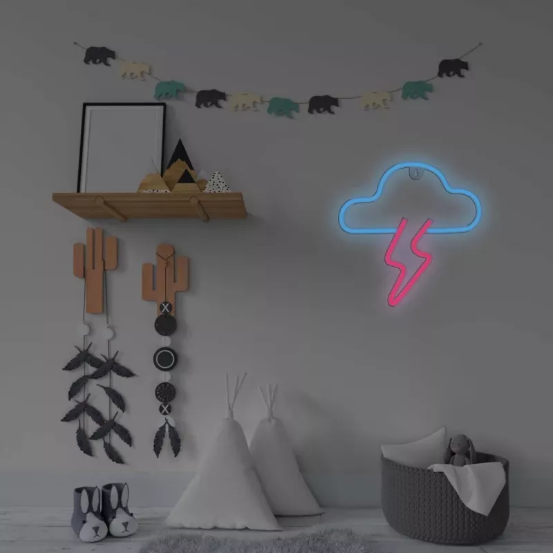 Neoonlamp MANTA SNL71BL pilv välguga sinine-roosa – dekoratiivne LED-neoonsilt