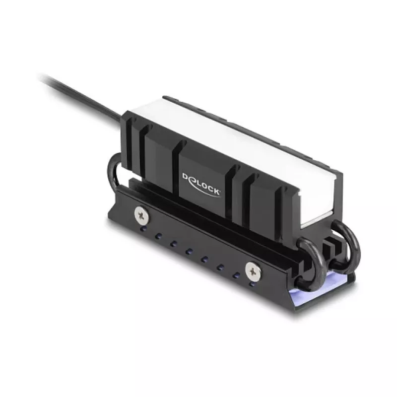 Jahutusradiaator DELOCK 18460 M.2 SSD 2280 jaoks — Alumiinium/Vask, RGB 5V, Must