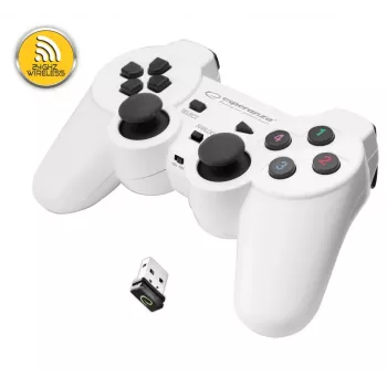 Esperanza EGG108W mängukontroller must, valge RF-pult analoog/digitaal PC-le, PlayStation 3-le