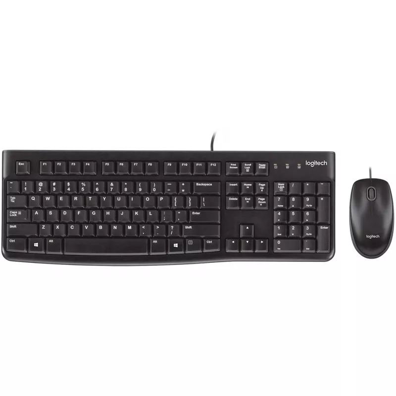 Desktop MK120, juhtmega, USB, QWERTZ, must, hiir kaasas