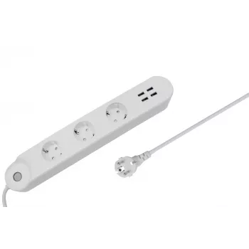 Nutikas pistikupesakomplekt Denver SHP-300U 3 vahelduvvoolupistikut Tüüp E 4 Valge