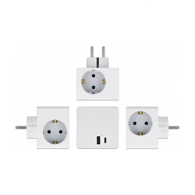 DeLOCK 11501 toitepistiku adapter tüüp F valge 3A USB-pordid