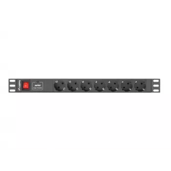 Lanberg | Toitejaotuse seade (PDU) 19 tolli 1U 10A 2M 7X Schuko pistikupesa | PDU-07F-0200-IEC-BK