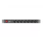 Lanberg | Toitejaotuse seade (PDU) 19 tolli 1U 10A 2M 7X Schuko pistikupesa | PDU-07F-0200-IEC-BK