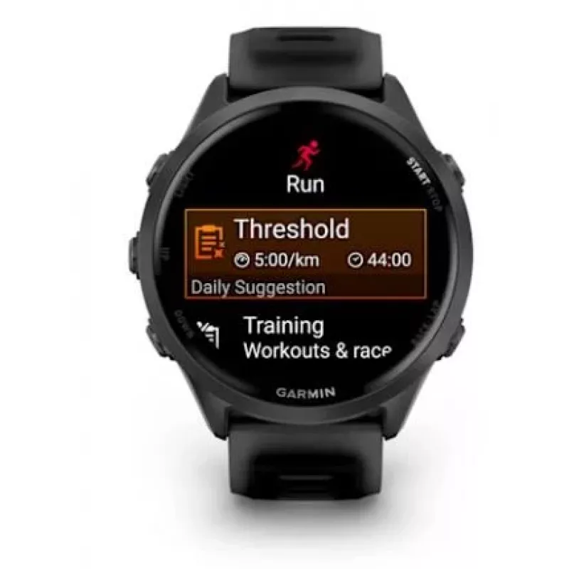 Nutikell GARMIN Forerunner 570 — 47 mm, hall alumiiniumkorpus, poolläbipaistev must silikoonrihm