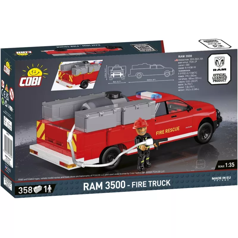 Ehitatav konstruktsioonimänguasi Cobi RAM 3500 tuletõrjeauto COBI-24612 2-ühes mudelikomplekt